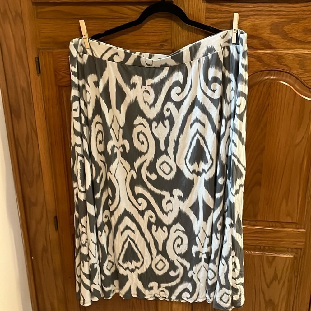 INC gray and white Midi Skirt